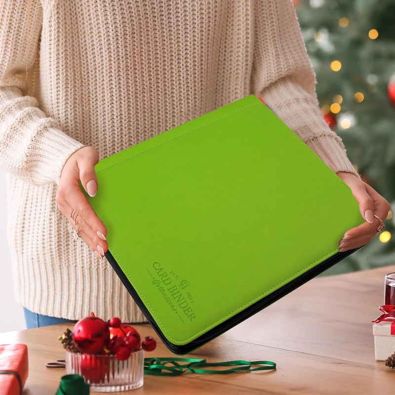CARDBINDER Toploader Binder,Toploader Hard Cases, 9-Pocket Pages Sleeves Hold up 288 Cards.Toploader Card Binder with Sleeves for “3×4” rigid，Card Holder(Grass Green) - Image 4
